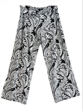 White Mark Boho Chic Black & White Paisley Wide Leg Pants Size XL